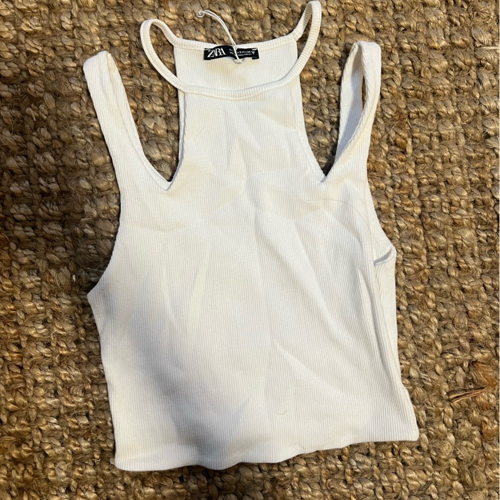 White Cut Out Tank Top